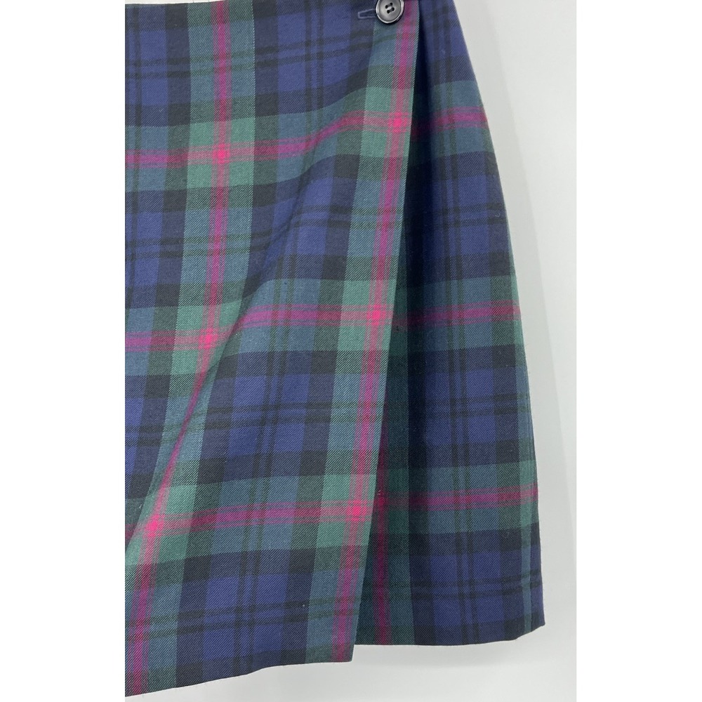 Vintage Chelsea Cambell Petites Lined Wool Mini Wrap Skirt Size 6 Plaid Academia - Picture 4 of 9